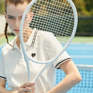 White Contrast Trim Embroidery Polo T-shirt